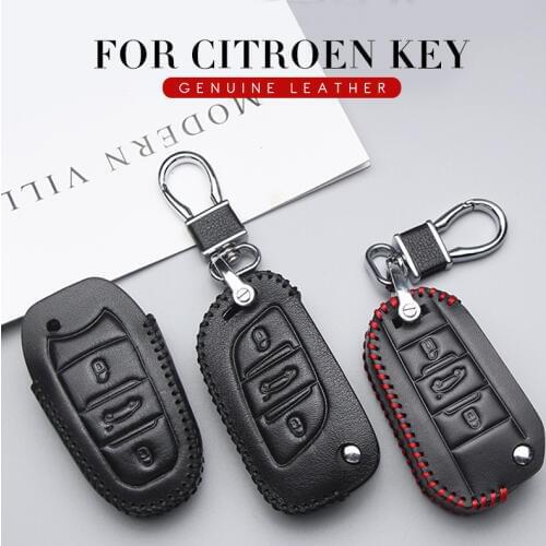Genuine Leather Car Key Cover Case For Citroen C4 Grand Picasso Cactus Pallas Berlingo C5 X7 Aircross DS3 DS4 DS5 Key Ring Shell