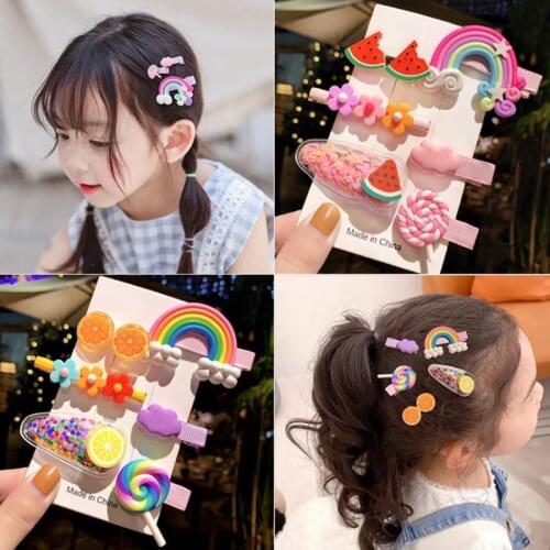 Rainbow Lollipop Color Flow Sofa Clip Korean Children Cute Hairpin Little Girl Girl Baby Hair Accessory Clip