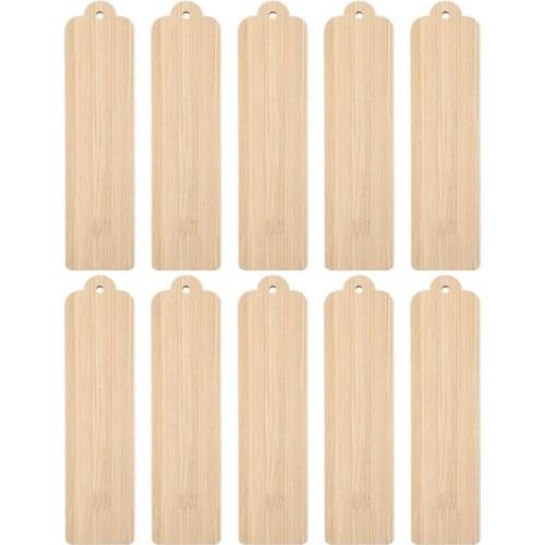 10pcs Wood Blank Bookmarks Unfinished Wood Tags Creative Wooden Craft Bookmarks DIY Carving Graffiti Bookmarks