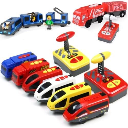 Kids Electric Train Toys Magnetic Train with Light and Sound Wooden Train Track Railway Toys for Children Gift