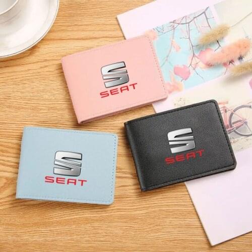For Seat Ibiza Leon sc Altea Alhambra Ateca Exeo Arona Toledo Ultra-thin Pu Leather Car Driving Documents Credit Card Holder