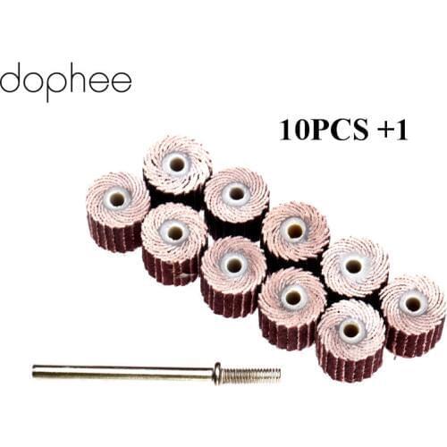 Dophee 240-Grit Dremel Accessories Sanding Flap Disc Grinding Flap Wheels Brush Sand+Mandrel for Dremel Rotary Tool 10x3mm 10Pcs