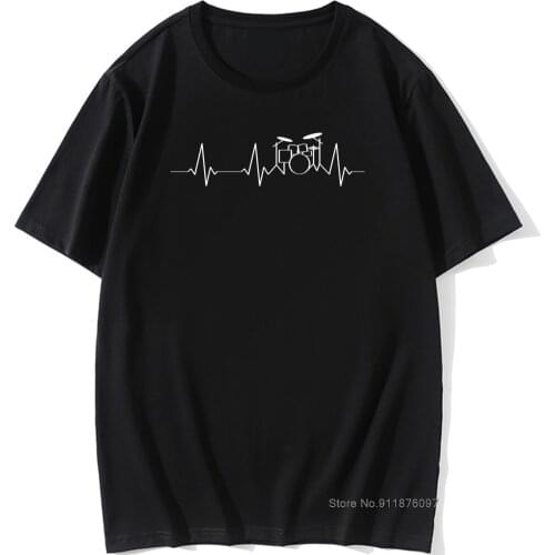 Drums Heartbeat Music Teacher Drummer Harajuku T Shirt Funny T-shirt Male Clothing Casual Short Sleeve Tops Tees Size XS-3XL