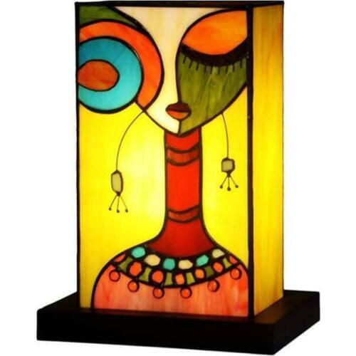 Art Colorful Glass Painting Table Lamp for Foyer Workshop Apartment Tiffany Creative Night Light 1129