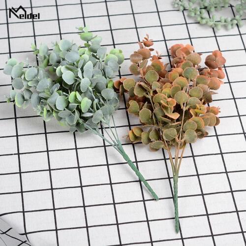 Simulation 5 Branch Artificial Eucalyptus Leaf Artificial Fog Eucylaptus Tree Plants For Wedding Shooting Prop Home Decor Plants