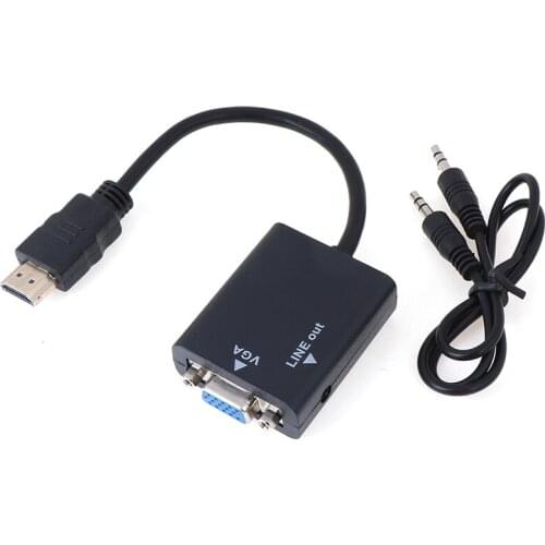 HDMI To VGA Adapter Cable HDMI VGA Converter Cable Support 1080P With Audio Cable For HDTV XBOX PS3 Laptop TV Box