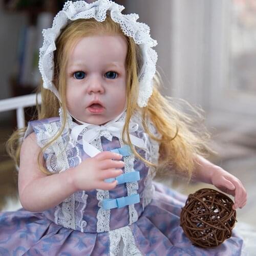 20" Golden Long Hair Princess Doll Reborn Baby Doll Soft Silicone Vinyl Dolls Toy For Child Birthday Reborn Baby Doll