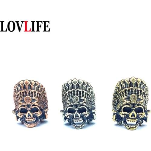 Brass African Tribal Chief Handcrafted Lanyards Pendant Paracord Beads for Jewelry Making DIY Charms Metal Spacer Bead Accessory