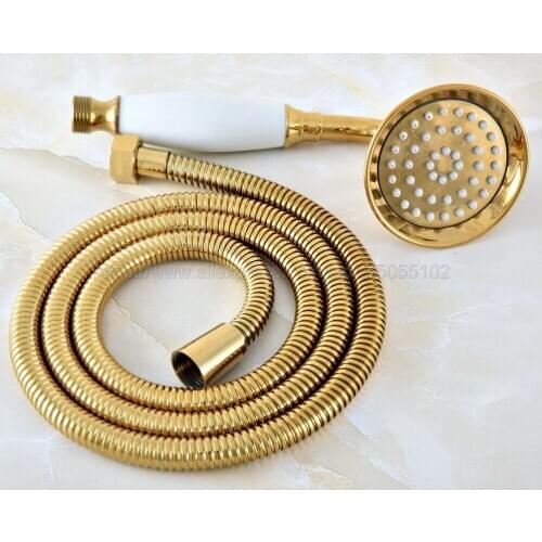 Gold Color Brass Telephone Hand Held Shower Head & 1.5 m Hose Water Saving Handheld Sprayer Shower Set zhh039