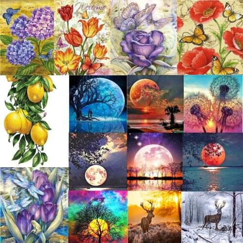 40x40cm Moon Tree Cross Stitch 11CT Stamped Landscape DIY Embroidery Crafts Kits Home Handmade Wall Hanging Picture Decoration