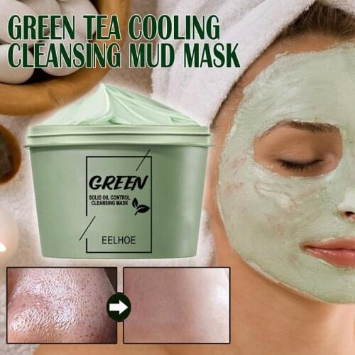 50G Green Tea Clay Mask Oil Control Acne Blackhead Clearing Peel Cleansing Pore Acne Exfoliating Mask Moisturizing Face Care