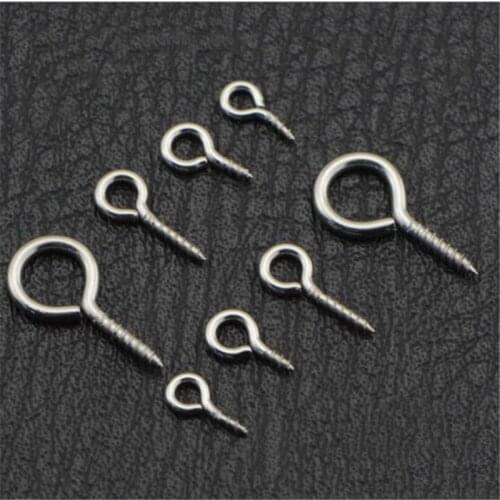 50ps 4x10mm Stainless Steel Mini Eye Pins Eyepins Hooks Eyelets Screw Threaded Hooks Pendant Clasps DIY Jewelry Making