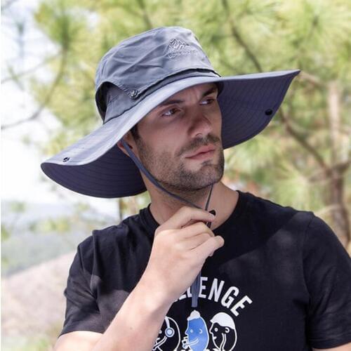 Mens Sunshade Sunhat Summer Outdoor Sunscreen Fishing Breathable Hiking Cap Male Sun Protection Anti-ultraviolet Hats H7249