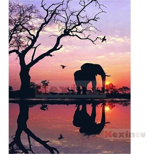 Kexinzu Full 5D DIY Square/Round Drill Diamond Painting "Animal Elephant" 3d Diamond Embroidery Cross Stitch Decor Gift D07