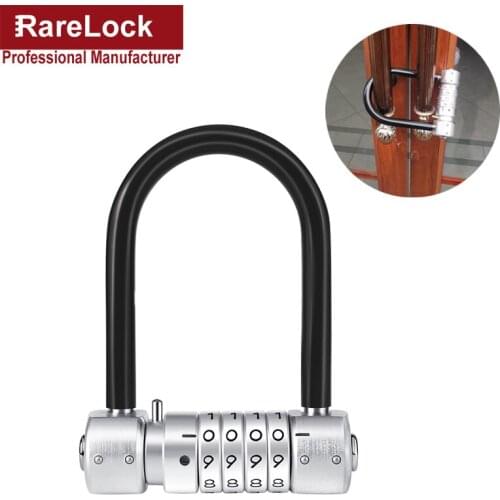 Stainless Bike Motorcycle Combination Padlock 4 Code Password Lock for Bicycle Glass Door Office Rarelock MMS70 aa