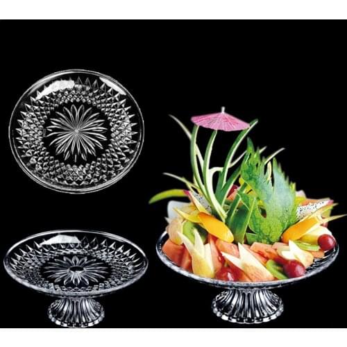 New 1PCS Creative Crystal Fruit Plate Plastic With Base Fruit Plate Platter Dried Fruit Plate Snack Plate Household Kitchen Tool