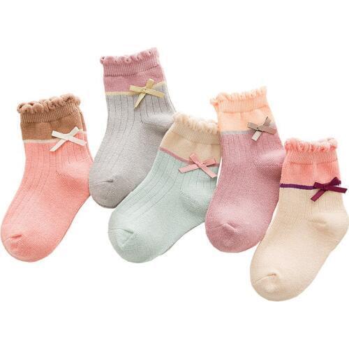 Autumn And Winter New Style Childrens Socks Korean-Style Bow-Babys Socks Combed Cotton Tube Socks Boneless Childrens Socks