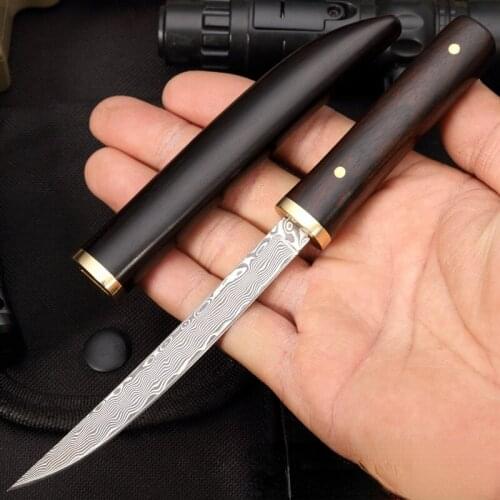 New Damascus steel Knife kitchen Fruit Knives Portable knife Hardness Sharp Outdoor Self-defense