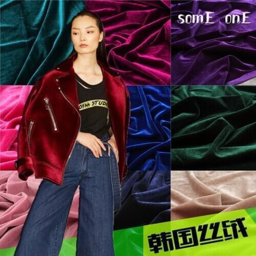 Pure Color Stretch Velour Fabric DIY Autumn Winter Coat Trousers Cheongsam Dress Designer Fabric 50*160cm