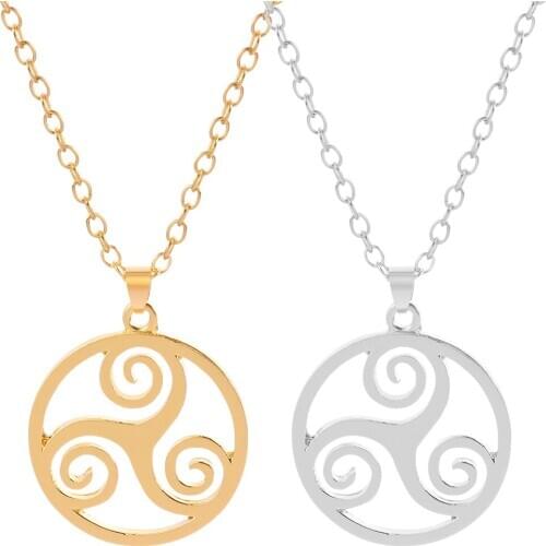 Movie Teen Wolf Triskele Necklace Inspired Triple Spiral Triskelion Pendant Trinity Celtics Jewelry Cool Men Wolf Totem Necklace