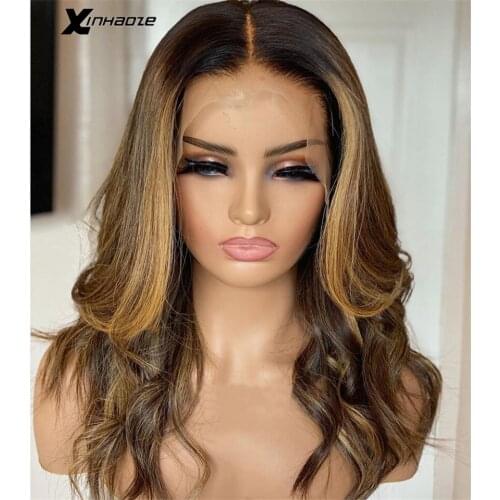 Xinhaoze Maylaysia Highlight Blonde 13*4 Lace Front Human Hair Wigs for Black Women Pre Plucked Lace Frontal Wigs for Women