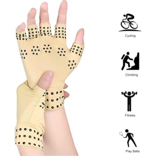 1 Pair Compression Gloves for Artritis Magnetic Therapy Half-finger Glove Hand Wrist Brace Support Pain Relief Sports Protector