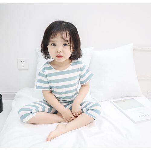 Girls Pajamas Girls Nightwear Summer Pyjamas Kids Children PJs Toddler Sleepwear Modal Striped Top + Pants 18M to 11 Years