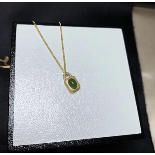 CoLife Jewelry Chinese Style Gemstone Pendant 4mm*6mm Natural Jasper Pendant 925 Silver Jasper Pendant for Office Lady