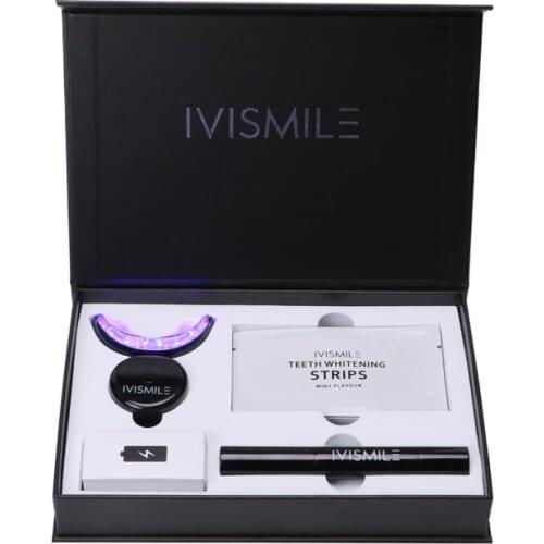 IVISMILE Teeth Whitening Strips With Led Light Kit Tooth Whiterner Home Use Oral Care Bleach Gel Set Remove Dental Stains Tools