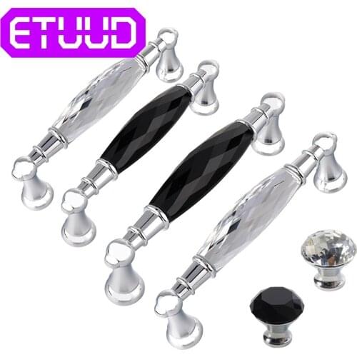 30 96 128mm Silvery Long Crystal Handle Dresser Zinc Alloy Knobs Drawer Wardrobe Handles For Cabinet Kitchen Pull Cupboard Knob