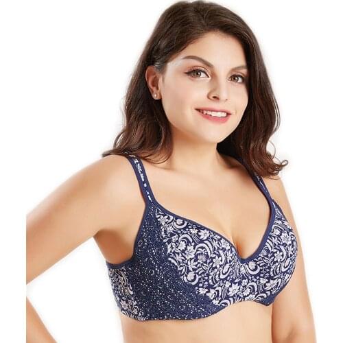 Sexy Women Lace Bra Push Up Bras Printed Embroidered Brassiere Underwire Padded Bralette Three Quarters cup Lingerie