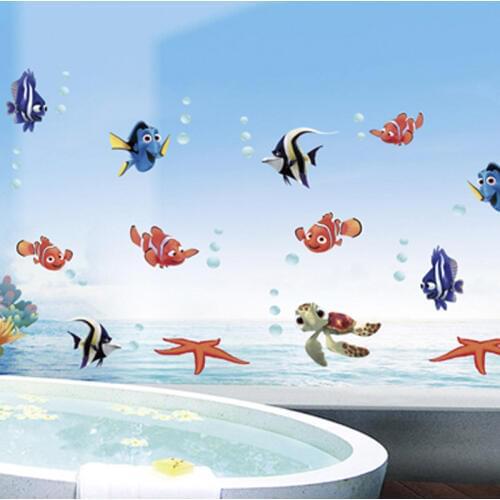 Cartoon sea animals Fish NEMO home decals wall sticker removable vinyl bathroom stickers art for baby nursery kids rooms mural
