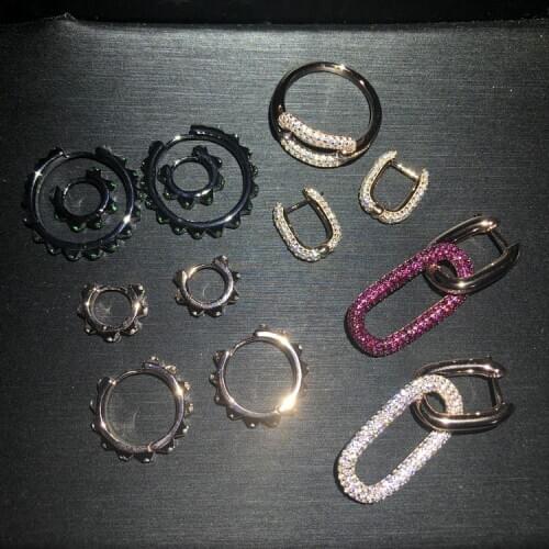 925 sterling silver clip gear black gold olivine Earrings mother Necklace inlaid with diamond Ruby trend jewelry sets