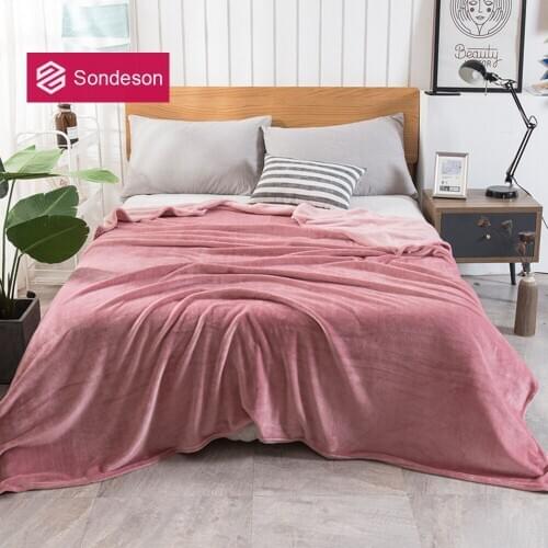 Sondeson Fashion Soft Warm Color Coral Fleece Blanket Sheet Bedspread Sofa Throw Light Thin Mechanical Wash Flannel Bed Blanket