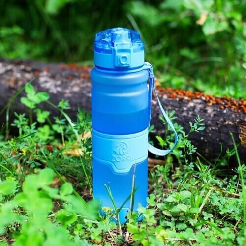 ZORRI Sport Water Bottle BPA-free Tritan Flask Gym Fitness Drinkware shaker Water Bottles Cycling Running Climbing Blue Hot