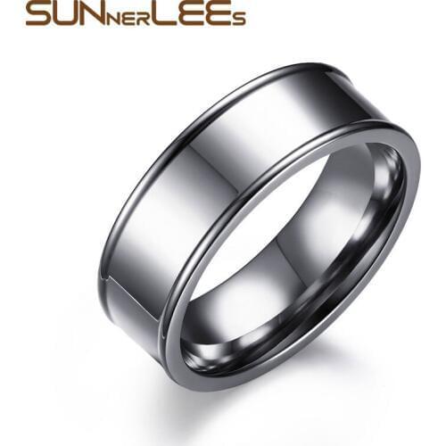 SUNNERLEES Titanium Stainless Steel Rings 7mm Silver Color High Polished Simple Style Men Jewelry Gift R-043