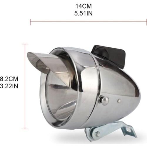 2021 New Retro Bright Classical Cool Bicycle Headlight Vintage Design Bike Metal Case Chrome Steel LED Light Night Riding Safety