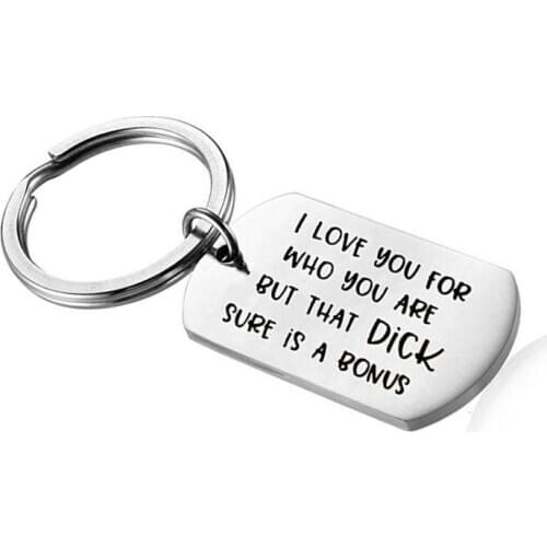 I Love You for Who You Are, But That Sure Is A Bonus Couple Keychain, Boyfriend Gift for Men Keychain Husband Gifts