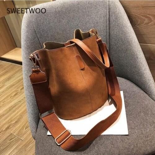 Womens Bucket Pu Shoulder Bag Large Capacity Tote Bag, Vintage, Matte, Faux Leather Handbags Female Solid Color Messenger Bags