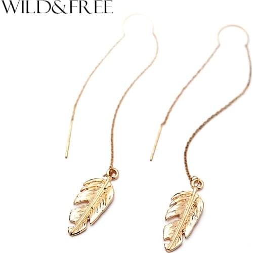 2017 Time-limited Sale Oorbellen Pendientes Mujer Women Fashion Leaf Drop Earrings Color Long Ear Line Dangle For Jewelry Party