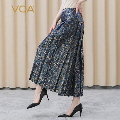 VOA Dobby Loose Luxury Silk Trousers Women KE298 Casual Broeken Ladies Pantalon Femme Streetwear Ankle-Length Wide Leg Pants