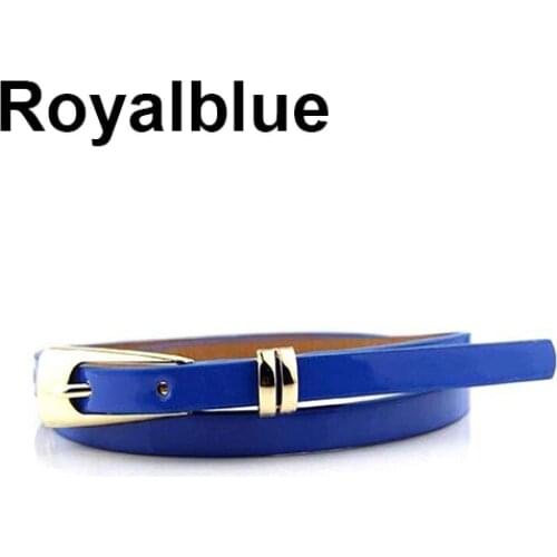 Womens Fashion Candy Color Faux Leather Buckle Skinny Belt Thin Waistband Sash Stylish and practical