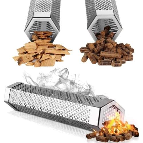 1PC Square BBQ Grill Hot Cold Smoking Mesh Tube Smoke Generator Stainless Pellet Smoker