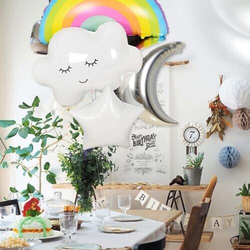 1PCS Smile Sun Moon Rainbow Smiley Cloud Foil Balloon Helium Boy Girl Birthday Party Baby Shower Kindergarten kid toy decoration