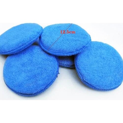 10Pcs 5 inch Round High-density Waxing Sponge Microfiber Terry Cloth Blue Microfiber Polishing Applying Wax Buffer Pad Set