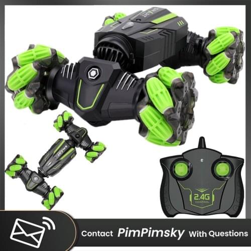 2.4G Stunt Car 4WD Gesture Induction Remote Control Dual-mode In-situ 360° Rotation With Music Light Spray RC Cars Toys Boys Kid