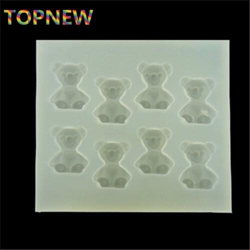 8pcs Bear Pendant Cabochon Silicon Mold Mould For Epoxy Resin Jewelry Making Craft Tools/fondant cake silicone decorating tools