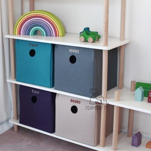 Books Cube Folding Storage Boxes Kids Toys Organizer Felt Storage Boxes Bins With Handles Home Office Shelf Organizador
