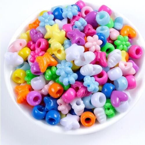 50/100/150/200 Random Mixed Pattern Colors Acrylic Beads Heart Five-Star Flower Shape Loose Beads for DIY Necklace Bracelet