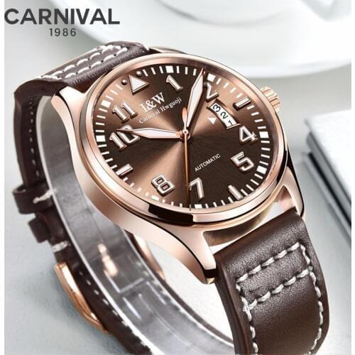 Switzerland Mechanical Watch Men CARNIVAL Business Men Watches Luminous Wrist Automatic Men Watch Waterproof Relogio Masculino